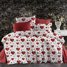 ΣΕΝΤΟΝΙΑ ΥΠΕΡΔΙΠΛΑ (ΣΕΤ 240X270) ΠΑΘΟΣ 607 WHITE-RED DIMCOL