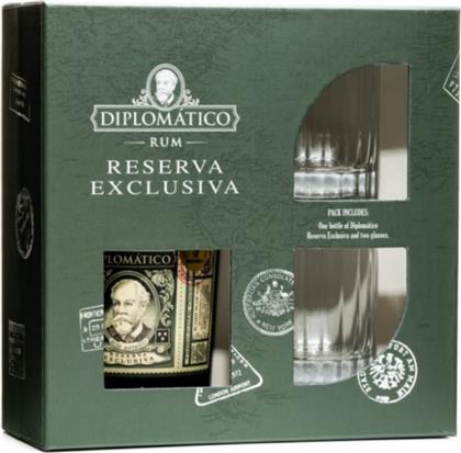 ΡΟΥΜΙ RESERVA EXCLUSIVA (700 ML) + 2 ΠΟΤΗΡΙΑ ΔΩΡΟ DIPLOMATICO