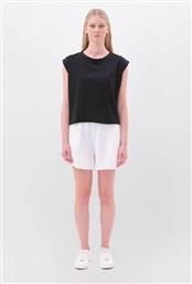 ΓΥΝΑΙΚΕΙΟ T-SHIRT ΜΟΝΟΧΡΩΜΟ WAFFLE PATTERN CROPPED REGULAR FIT - DLWT000113 ΜΑΥΡΟ DIRTY LAUNDRY