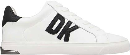 ΓΥΝΑΙΚΕΙΑ SNEAKERS ΔΕΡΜΑΤΙΝΑ ΜΕ CONTRAST LOGO ''ABENI'' - K1300916 ΛΕΥΚΟ DKNY