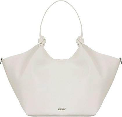 ΓΥΝΑΙΚΕΙΑ ΤΣΑΝΤΑ SHOPPER ΜΕ ΜΕΤΑΛΛΙΚΟ LOGO ''PAULA MEDIUM'' - R42BAE49 ΥΠΟΛΕΥΚΟ DKNY