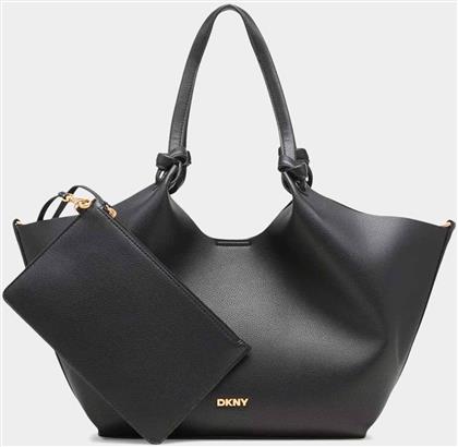 ΓΥΝΑΙΚΕΙΑ ΤΣΑΝΤΑ SHOPPER ΜΕ ΜΕΤΑΛΛΙΚΟ LOGO ''PAULA MEDIUM'' - R42BAE49 ΜΑΥΡΟ DKNY