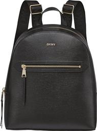 ΓΥΝΑΙΚΕΙΟ ΔΕΡΜΑΤΙΝΟ BACKPACK ΜΕ ΜΕΤΑΛΛΙΚΟ ΛΟΓΟΤΥΠΟ ''BRYANT AVE'' - R51K3J33 ΜΑΥΡΟ DKNY