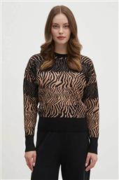 ΓΥΝΑΙΚΕΙΟ ΠΟΥΛΟΒΕΡ ΜΕ ANIMAL PRINT ΚΑΙ RIBBED ΛΕΠΤΟΜΕΡΕΙΕΣ RELAXED FIT - P4HSAR22 ΚΑΦΕ DKNY