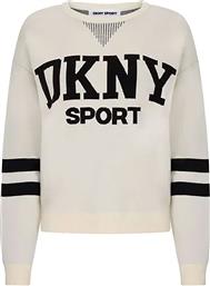 ΓΥΝΑΙΚΕΙΟ ΠΟΥΛΟΒΕΡ ΜΕ ΛΟΓΟΤΥΠΟ ΚΑΙ CONTRAST ΛΕΠΤΟΜΕΡΕΙΕΣ RIBBED - DP5R0749 ΑΣΠΡΟΜΑΥΡΟ DKNY