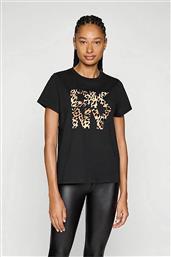 ΓΥΝΑΙΚΕΙO T-SHIRT ΜΕ ANIMAL PRINT ΚΑΙ ΛΟΓΟΤΥΠΟ - DP5T1364 ΜΑΥΡΟ DKNY