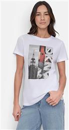 ΓΥΝΑΙΚΕΙΟ T-SHIRT ΜΕ ΛΟΓΟΤΥΠΟ ΚΑΙ PRINT ΜΟΝΟΧΡΩΜΟ - DJ5T1547 ΛΕΥΚΟ DKNY
