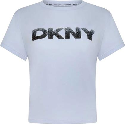 ΓΥΝΑΙΚΕΙΟ T-SHIRT ΜΟΝΟΧΡΩΜΟ ΜΕ ΛΟΓΟΤΥΠΟ - DP4T1035 ΓΑΛΑΖΙΟ DKNY