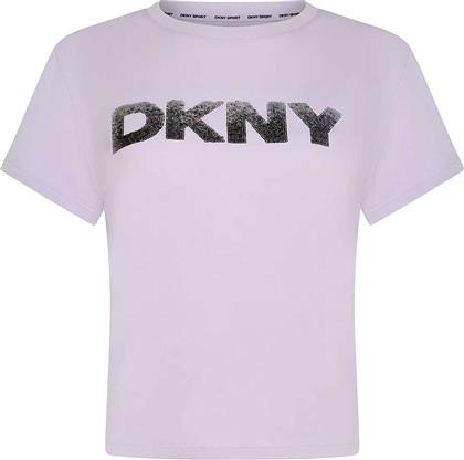 ΓΥΝΑΙΚΕΙΟ T-SHIRT ΜΟΝΟΧΡΩΜΟ ΜΕ ΛΟΓΟΤΥΠΟ - DP4T1035 ΛΙΛΑ DKNY