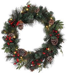 ΧΡΙΣΤΟΥΓΕΝΝΙΑΤΙΚΟ ΔΙΑΚΟΣΜΗΤΙΚΟ ΣΤΕΦΑΝΙ ΜΕ LED ΦΩΤΑΚΙΑ 12 X 70 CM - 20-27-839 DOMUS HOMUS