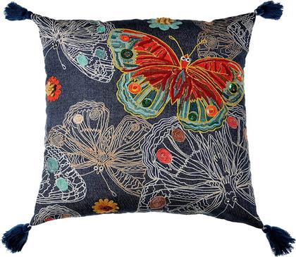 ΔΙΑΚΟΣΜΗΤΙΚΗ ΜΑΞΙΛΑΡΟΘΗΚΗ ''BUTERFLIES BLUE JEAN'' 45 X 45 CM - 71-0601 DOWN TOWN HOME