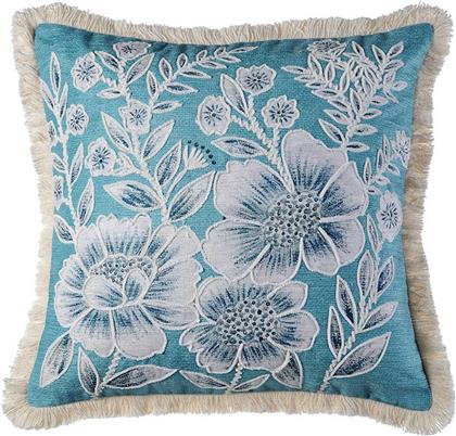 ΔΙΑΚΟΣΜΗΤΙΚΗ ΜΑΞΙΛΑΡΟΘΗΚΗ ''FLOWERS AQUA'' 45 X 45 CM - 71-0596 DOWN TOWN HOME