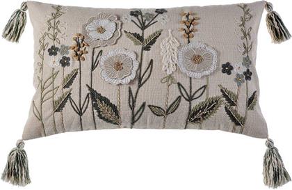 ΔΙΑΚΟΣΜΗΤΙΚΗ ΜΑΞΙΛΑΡΟΘΗΚΗ ''FLOWERS ECRU/BEIGE'' 30 X 50 CM - 71-0608 DOWN TOWN HOME