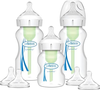 DR. BROWN'S PROMO OPTIONS+ ANTI-COLIC PLASTIC BOTTLE WIDE NECK 0M+ (2X270ML) & (1X150ML) & NATURAL FLOW LEVEL 1 SILICONE TEAT 3 ΤΕΜΑΧΙΑ & LEVEL 2 - LEVEL 3 (2X2ΤΕΜΑΧΙΑ) DR BROWNS