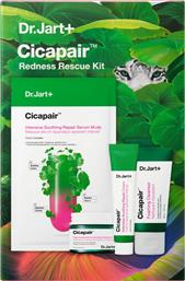 PROMO CICAPAIR INTENSIVE SOOTHING REPAIR SERUM MASK 25G & TIGER GRASS COLOR CORRECTING FACE TREATMENT 15ML & FOAMING FACE CLEANSER 30ML & FACE CREAM 15ML DR JART