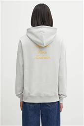 ΒΑΜΒΑΚΕΡΗ ΜΠΛΟΥΖΑ LE HOODIE SLOGAN CALLIGRAPHY ΧΡΩΜΑ: ΓΚΡΙ, ΜΕ ΚΟΥΚΟΥΛΑ, I.HO168.CO127 DROLE DE MONSIEUR