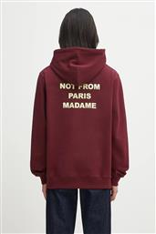 ΒΑΜΒΑΚΕΡΗ ΜΠΛΟΥΖΑ LE HOODIE SLOGAN ΧΡΩΜΑ: ΜΠΟΡΝΤΟ, ΜΕ ΚΟΥΚΟΥΛΑ, I.HO162.CO127 DROLE DE MONSIEUR