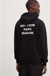 ΒΑΜΒΑΚΕΡΗ ΜΠΛΟΥΖΑ LE HOODIE SLOGAN ΧΡΩΜΑ: ΜΑΥΡΟ, ΜΕ ΚΟΥΚΟΥΛΑ, PERM-HO162-CO127-BL DROLE DE MONSIEUR