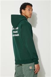 ΒΑΜΒΑΚΕΡΗ ΜΠΛΟΥΖΑ LE HOODIE SLOGAN ΧΡΩΜΑ: ΠΡΑΣΙΝΟ, ΜΕ ΚΟΥΚΟΥΛΑ, PERM-HO162-CO127-DGN DROLE DE MONSIEUR