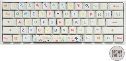 ONE 2 MINI SOU GAMING ΜΗΧΑΝΙΚΟ ΠΛΗΚΤΡΟΛΟΓΙΟ 60% ΜΕ CHERRY MX BROWN ΔΙΑΚΟΠΤΕΣ ΚΑΙ RGB ΦΩΤΙΣΜΟ (US) ΛΕΥΚΟ DUCKY