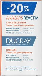 PROMO ANACAPS REACTIV HAIR LOSS 30CAPS,ΣΥΜΠΛΗΡΩΜΑ ΔΙΑΤΡΟΦΗΣ ΠΟΛΥΒΙΤΑΜΙΝΩΝ, ΜΕΤΑΛΛΩΝ & ΙΧΝΟΣΤΟΙΧΕΙΩΝ ΜΕ ΕΚΧΥΛΙΣΜΑΤΑ ΒΟΤΑΝΩΝ ΠΟΥ ΣΥΜΒΑΛΕΙ ΣΤΗ ΔΙΑΤΗΡΗΣΗ ΤΩΝ ΜΑΛΛΙΩΝ ΚΑΤΑ ΤΗΣ ΤΡΙΧΟΠΤΩΣΗΣ ΓΙΑ ΥΓΙΗ ΝΥΧΙΑ & ΔΕΡΜΑ DUCRAY