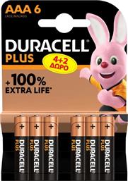 ΜΠΑΤΑΡΙΕΣ ΑΛΚΑΛΙΚΕΣ PLUS AAA 4+2 ΤΕΜΑΧΙΑ ΔΩΡΟ DURACELL