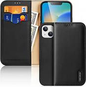 HIVO LEATHER WALLET CASE FOR APPLE IPHONE 15 BLACK DUX DUCIS