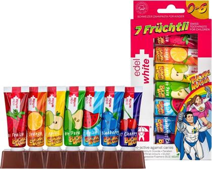 BIONIC MANIA 7 FRUITY TOOTHPASTE ΠΑΙΔΙΚΗ ΟΔΟΝΤΟΚΡΕΜΑ ΜΕ 7 ΓΕΥΣΕΙΣ ΦΡΟΥΤΩΝ 7 ΤΕΜΑΧΙΑ EDEL WHITE