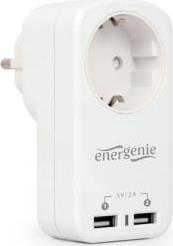 EG-ACU2-01-W SINGLE AC SOCKET PASS-THROUGH USB CHARGER X2 2.1A WHITE ENERGENIE από το e-SHOP