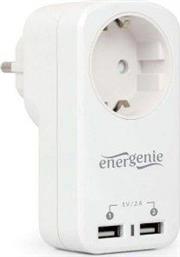 EG-ACU2-01-W SINGLE AC SOCKET PASS-THROUGH USB CHARGER X2 2.1A WHITE ENERGENIE από το PLUS4U
