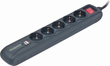 ΠΟΛΥΠΡΙΖΟ ΑΣΦΑΛΕΙΑΣ SPG5-U-5 5 ΘΕΣΕΩΝ 2X USB 1.5M - ΜΑΥΡΟ ENERGENIE