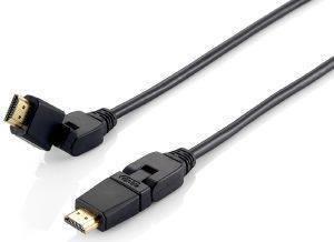 119363 HIGH SPEED HDMI 2.0 4K CABLE WITH ETHERNET M/M 3M SWIVEL BLACK EQUIP από το PLUS4U