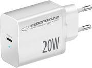 EZC104W QUICK POWER CHARGER 20W USB-C PD WHITE ESPERANZA