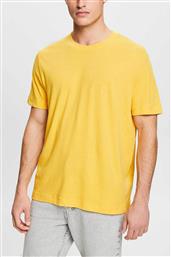 ΑΝΔΡΙΚΟ ΜΟΝΟΧΡΩΜΟ T-SHIRT ΑΠΟ ΛΙΝΑΡΙ ΚΑΙ ΒΑΜΒΑΚΙ REGULAR FIT - 044EE2K310 ΚΙΤΡΙΝΟ ESPRIT