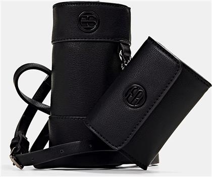 ΓΥΝΑΙΚΕΙΑ ΤΣΑΝΤΑ CROSSBODY ΜΕ ΑΠΟΣΠΩΜΕΝΟ ΠΟΡΤΟΦΟΛΙ ΚΑΙ ΜΕΤΑΛΛΙΚΟ ΛΟΓΟΤΥΠΟ - 021EA1O316 ΜΑΥΡΟ ESPRIT