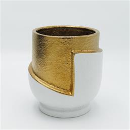 ΒΑΖΟ ΚΕΡΑΜΙΚΟ ΛΕΥΚΟ-ΧΡΥΣΟ 17,5X17X30,5ΕΚ. 819-00101 (ΥΛΙΚΟ: ΚΕΡΑΜΙΚΟ, ΧΡΩΜΑ: ΛΕΥΚΟ) - - 819-00101 ESTHETI