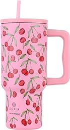 ESTIA STRAW TUMBLER XL SAVE THE AEGEAN 1200ML CHERRY ROSE (01-32081)