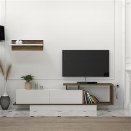 ΕΠΙΠΛΟ ΤΗΛΕΟΡΑΣΗΣ ASOS - WHITE, WALNUT 745DCD3030 (180X45X29,6) ΑΙΘΡΙΟ
