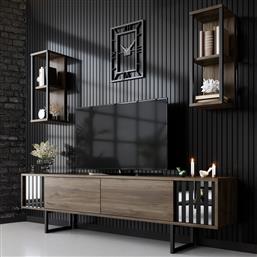 ΕΠΙΠΛΟ ΤΗΛΕΟΡΑΣΗΣ CHROME LINE - WALNUT, BLACK 618BLY1144 (180X18X30) ΑΙΘΡΙΟ