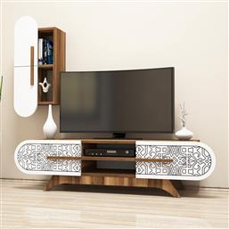 ΕΠΙΠΛΟ ΤΗΛΕΟΡΑΣΗΣ DEFNE - WALNUT, WHITE 845HCT3022 (145X37X35) ΑΙΘΡΙΟ