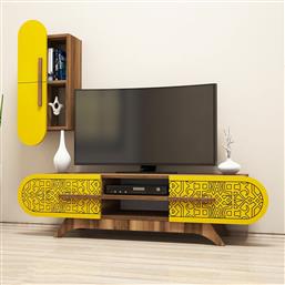 ΕΠΙΠΛΟ ΤΗΛΕΟΡΑΣΗΣ DEFNE - WALNUT, YELLOW 845HCT3024 (145X37X35) ΑΙΘΡΙΟ