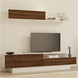 ΕΠΙΠΛΟ ΤΗΛΕΟΡΑΣΗΣ ELDA - WHITE, WALNUT 835PUQ3008 (160X35X31,8) ΑΙΘΡΙΟ