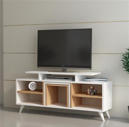 ΕΠΙΠΛΟ ΤΗΛΕΟΡΑΣΗΣ KUTAY - WHITE, TEAK 788DEC3003 (120X56,9X29,5) ΑΙΘΡΙΟ