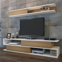 ΕΠΙΠΛΟ ΤΗΛΕΟΡΑΣΗΣ SIMS - WHITE, TEAK 788DEC3062 (176X39X31,5) ΑΙΘΡΙΟ