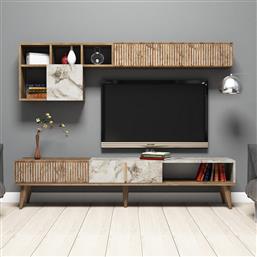 ΕΠΙΠΛΟ TV MILAN - WALNUT, WHITE MARBLE 845HCT3080 (180X40X35) ΑΙΘΡΙΟ