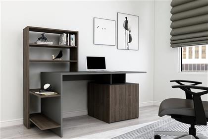 ΓΡΑΦΕΙΟ MELIS - WALNUT, ANTHRACITE 550ARN2213 146,3X73,8X60 CM ΑΙΘΡΙΟ