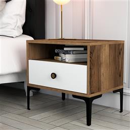 ΚΟΜΟΔΙΝΟ LIZBON 530 - WALNUT, WHITE 845HCT2502 56X50,8X40 CM ΑΙΘΡΙΟ