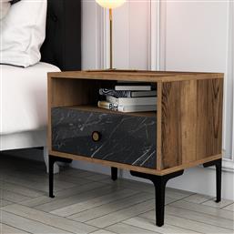 ΚΟΜΟΔΙΝΟ LIZBON 534 - WALNUT, BLACK 845HCT2506 56X50,8X40 CM ΑΙΘΡΙΟ
