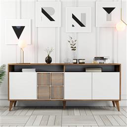 ΚΟΝΣΟΛΑ MILAN - WALNUT, WHITE 845HCT5316 (180X78X35) ΑΙΘΡΙΟ