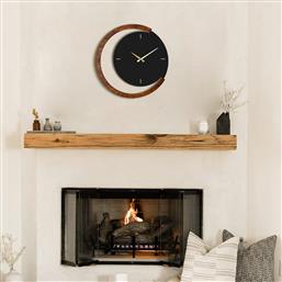 ΜΕΤΑΛΛΙΚΟ ΔΙΑΚΟΣΜΗΤΙΚΟ ΡΟΛΟΙ ΤΟΙΧΟΥ MOON TIME WOODEN METAL WALL CLOCK - APS117 507ATP1514 48X48 CM ΑΙΘΡΙΟ
